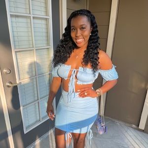 Light Blue Two Piece Skirt Set